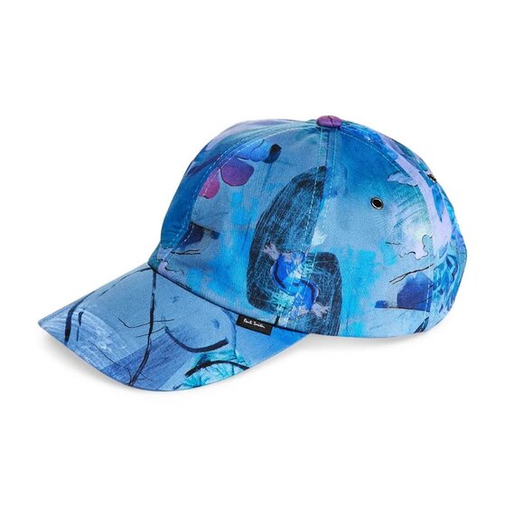 Paul Smith PS Men's Narcissus Floral Print Ball Cap 6 Panel Adjustable Hat Blue - Picture 1 of 4